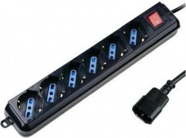 Kasë prizash Techly 300415, 6 dalje Schuko, 1.5m, e zezë