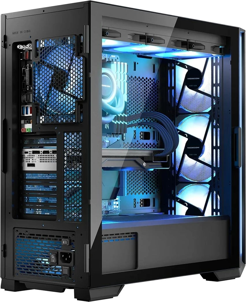 Kasë MODECOM Horizon ARGB Flow Midi, E-ATX, 4 ventilatorë ARGB, Xham i temperuar, e zezë