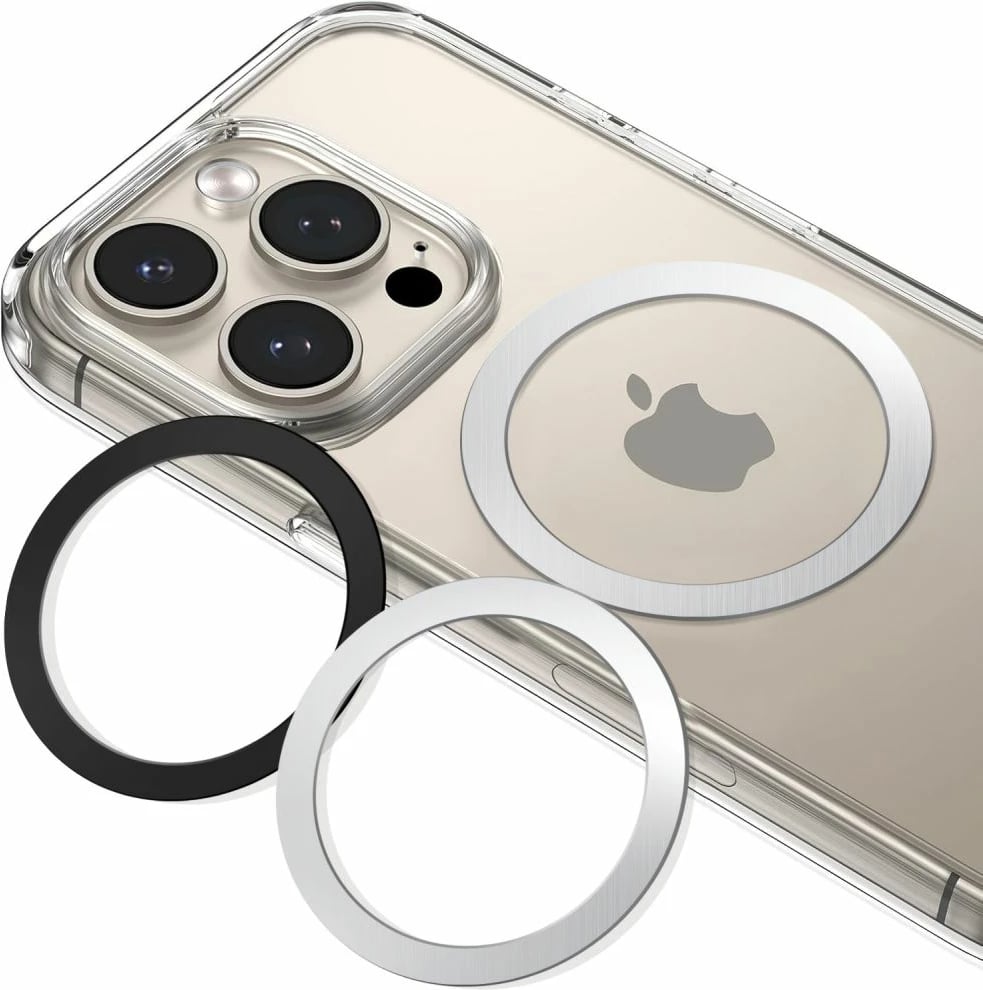 Unazë magnetike 2n1 Tech-Protect MMP-110 me MagSafe, argjendtë-e zezë, set prej 2 copë