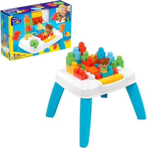 Set lodrash ndërtimi Mega Bloks Build and Drop Block Table, 25 pjesë, shumëngjyrëshe