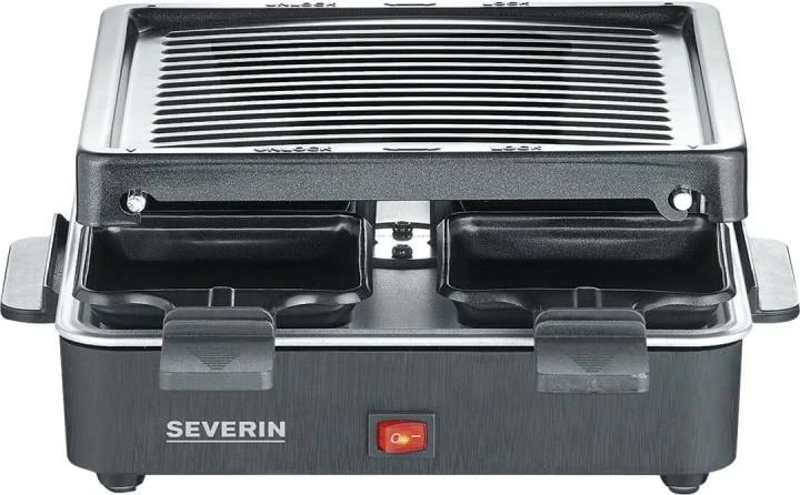 Grill raclette, Severin RG 2370, për 4 persona, pllakë grill jo ngjitëse, e zezë