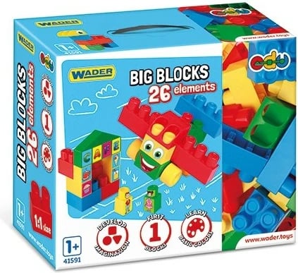 Set blloqe të mëdha ndërtimi Wader Big Blocks, 26 pjesë, shumëngjyrëshe