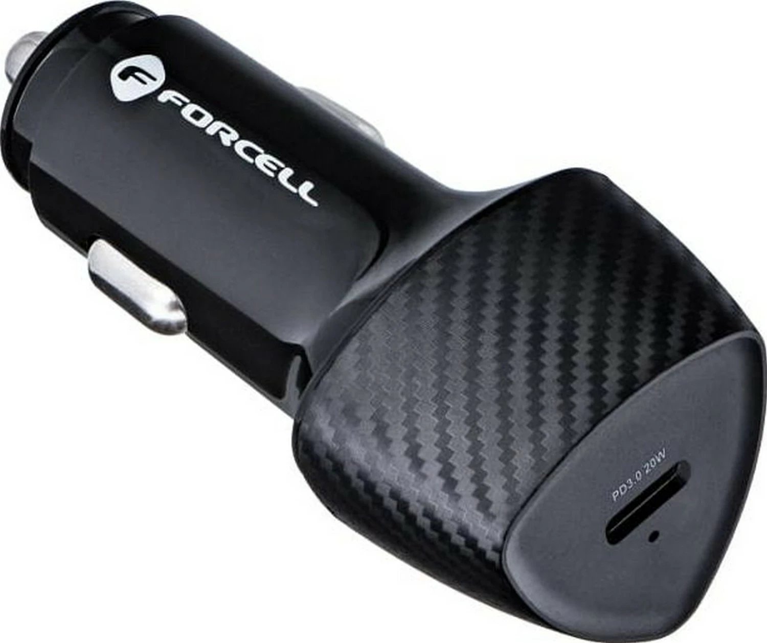 Karikues veture Forcell F-energy Carbon, USB Type-C, 20W, me kabllo Type-C ne Type-C, e zezë
