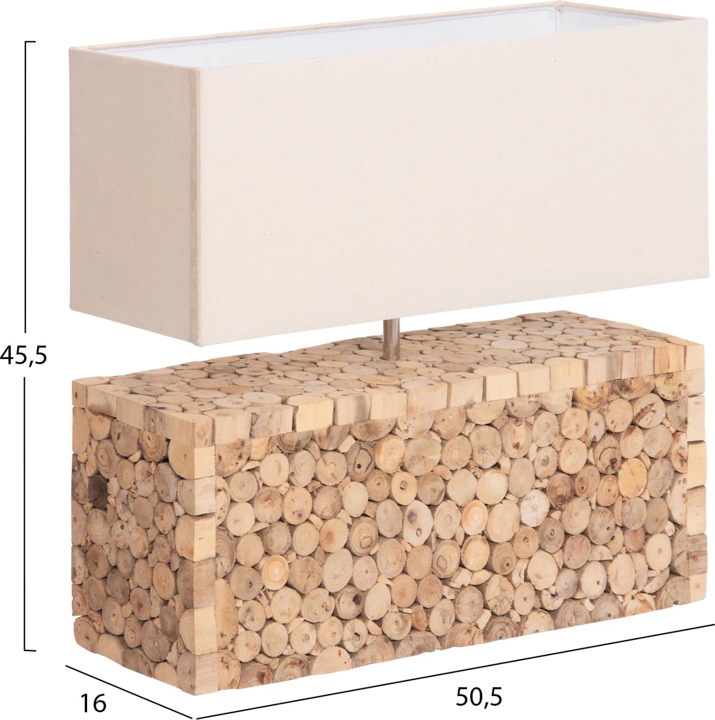 Llambë tavoline Twiggy, dru natyral, kapak i bardhë, FH4437, 50.5x16x45.5cm