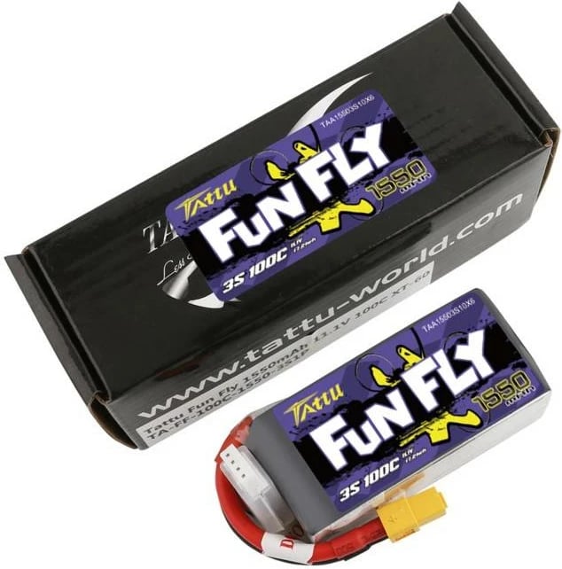 Bateri Tattu Funfly 1550mAh 11.1V 100C 3S1P për dronë