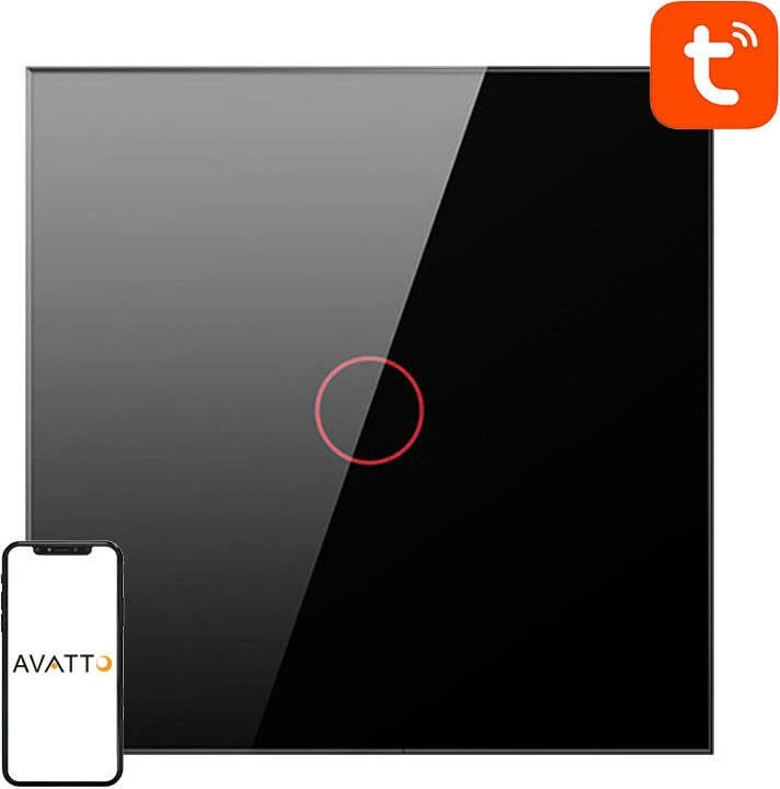 Ndërprerës i mençur Avatto LZTS02-EU-B1, 1 kanal, ZigBee, pa tel neutral, i zi