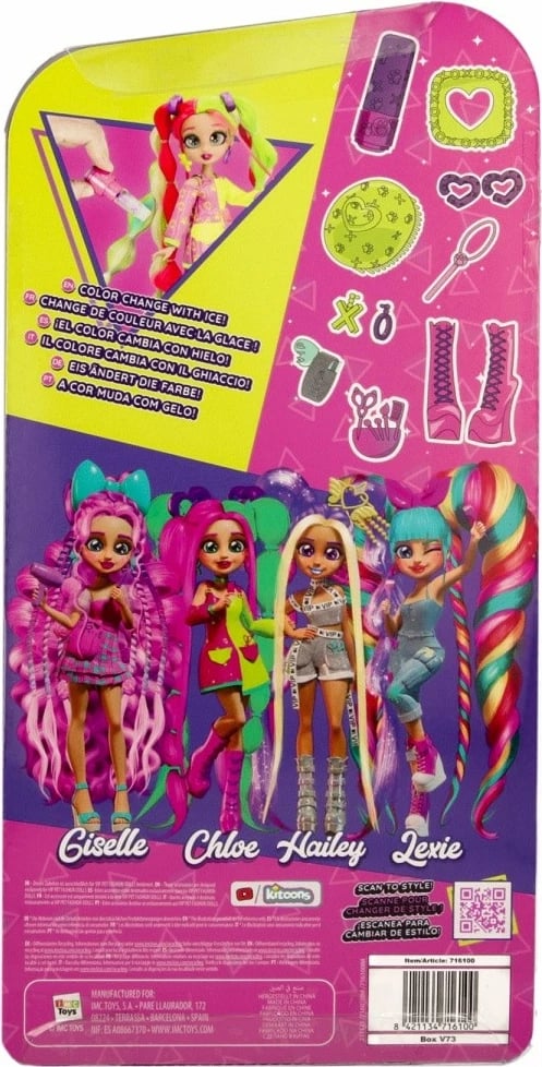 Kukull VIP Pets Hair Academy Chloe, Tm Toys, 30 cm, me aksesorë stilimi, shumëngjyrëshe
