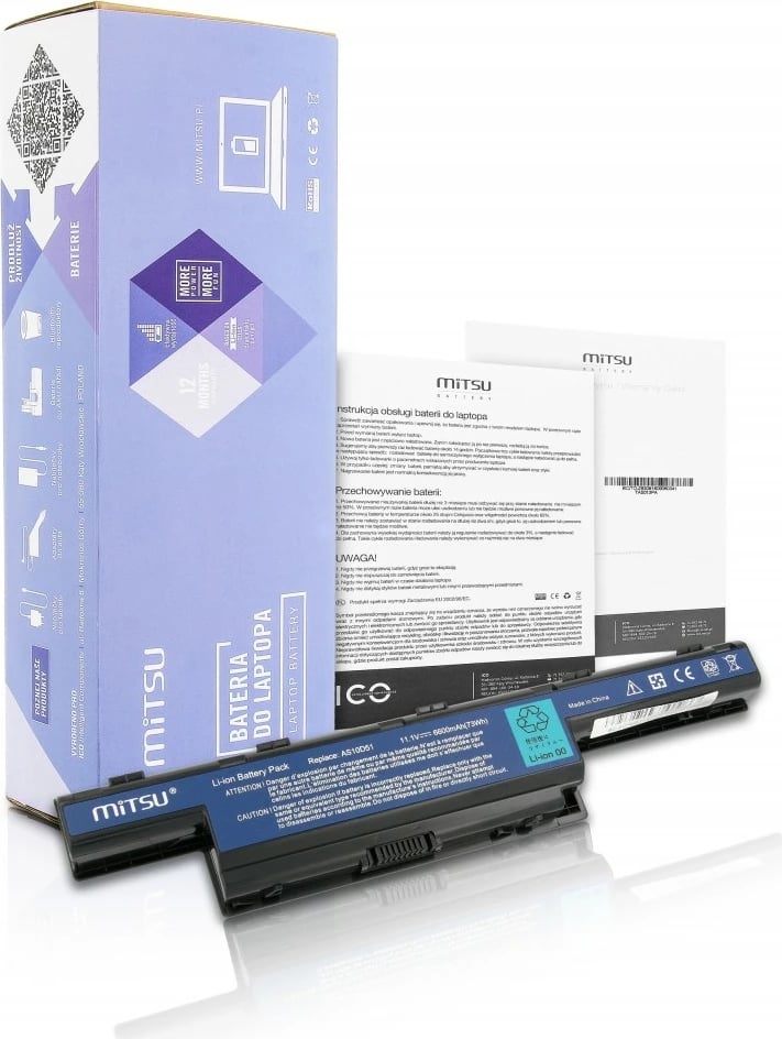 Bateri Mitsu BC/AC-4551H për Acer Aspire 4551, 4741, 5741, 6600 mAh, 10.8-11.1V, 9 qeliza