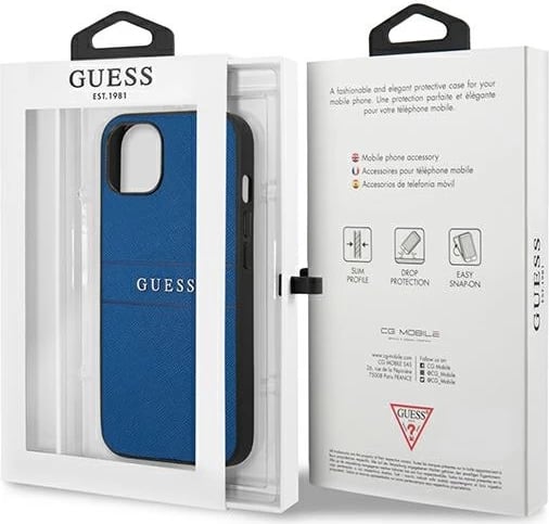 Mbështjellës Guess Saffiano Stripe për iPhone 13 mini 5.4", Blu