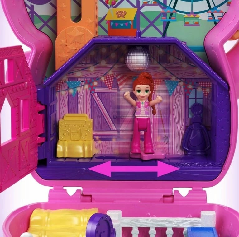 Set lodrash Polly Pocket Pony Rodeo, Mattel, JFG56/JCR39, me figurina dhe aksesorë, Rozë Set lodrash Polly Pocket Pony Rodeo, Mattel, JFG56/JCR39, me figurina dhe aksesorë, Rozë