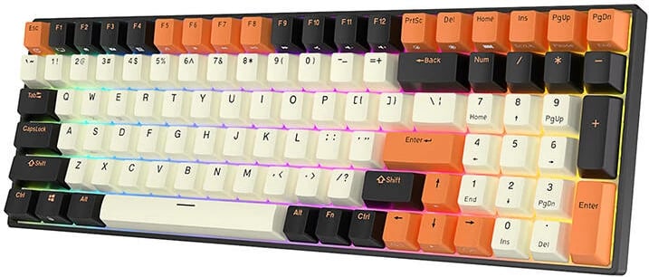 Tastierë mekanike Royal Kludge RK100, RGB, brown switch, e zezë-portokalli