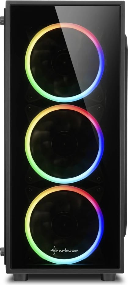 Kasë Sharkoon TG4 RGB Midi Tower, xham i temperuar, 4 ventilatorë RGB, e zezë