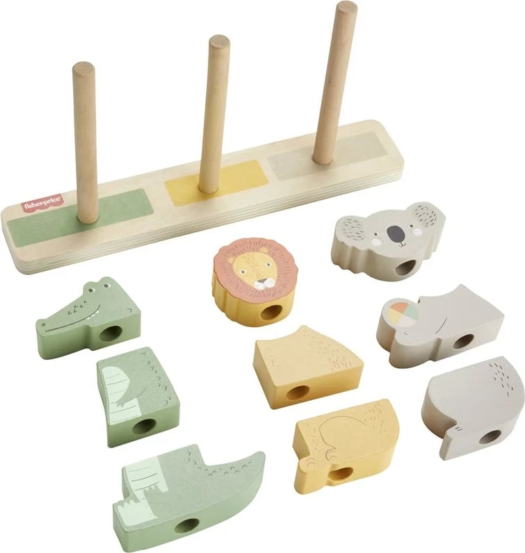 Set lodrash druri Fisher-Price Stack & Sort Animals, 10 pjesë, për fëmijë, shumëngjyrëshe