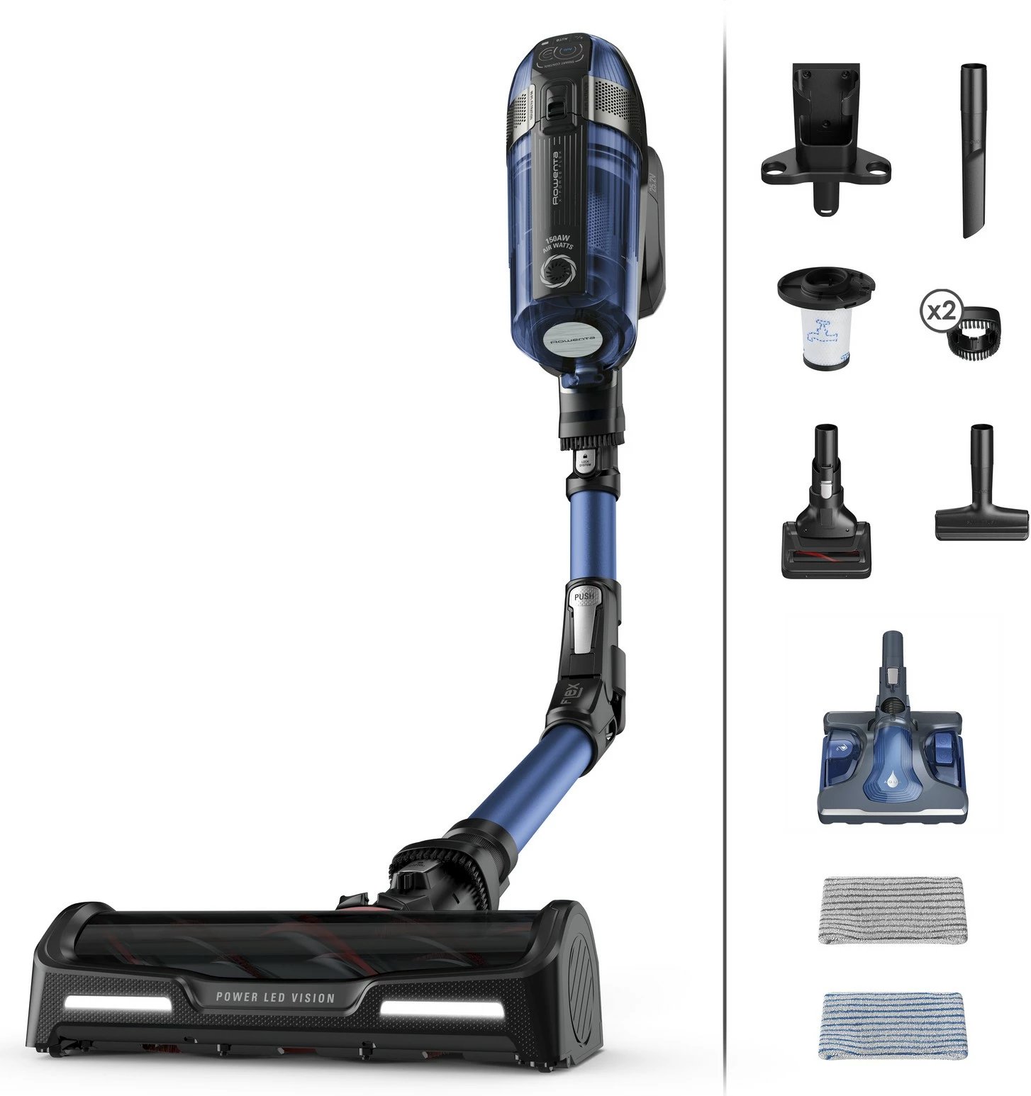 Fshesë me korrent pa kabllo Rowenta X-Force Flex 12.60 Aqua RH98C0WO, blu/zezë