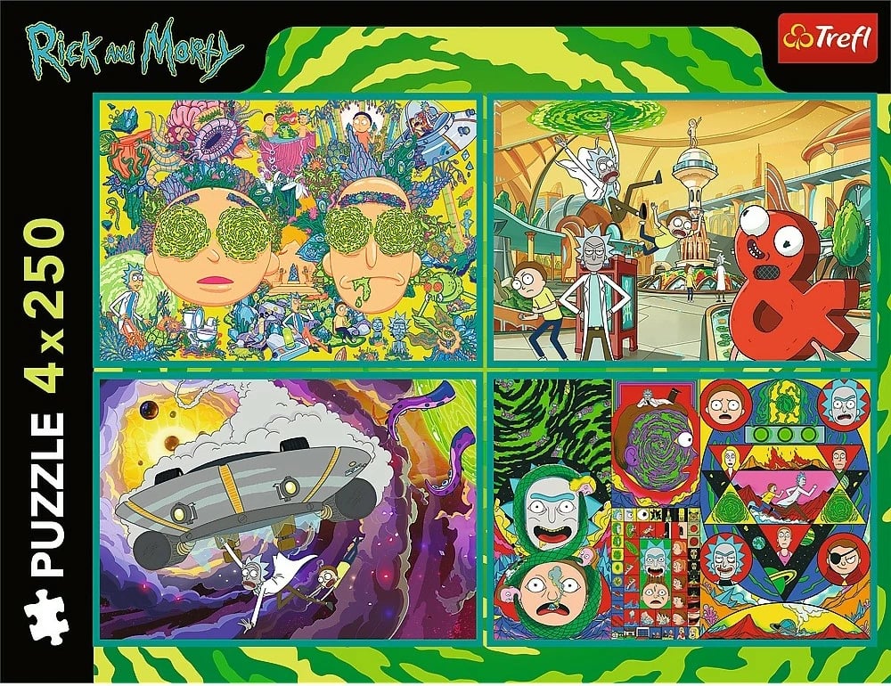 Puzzle Rick and Morty Trefl 4x250 pjesë, karton, për fëmijë Puzzle Rick and Morty Trefl 4x250 pjesë, karton, për fëmijë