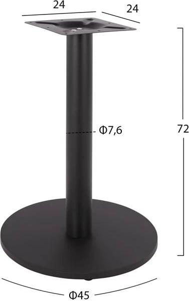 Bazë tavoline metalike, ngjyrë e zezë matte, 45x72 me rregullues FH419.11