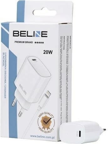 Karikues muri Beline BLNCW20L, 20W, me kabllo Lightning, Bardhë