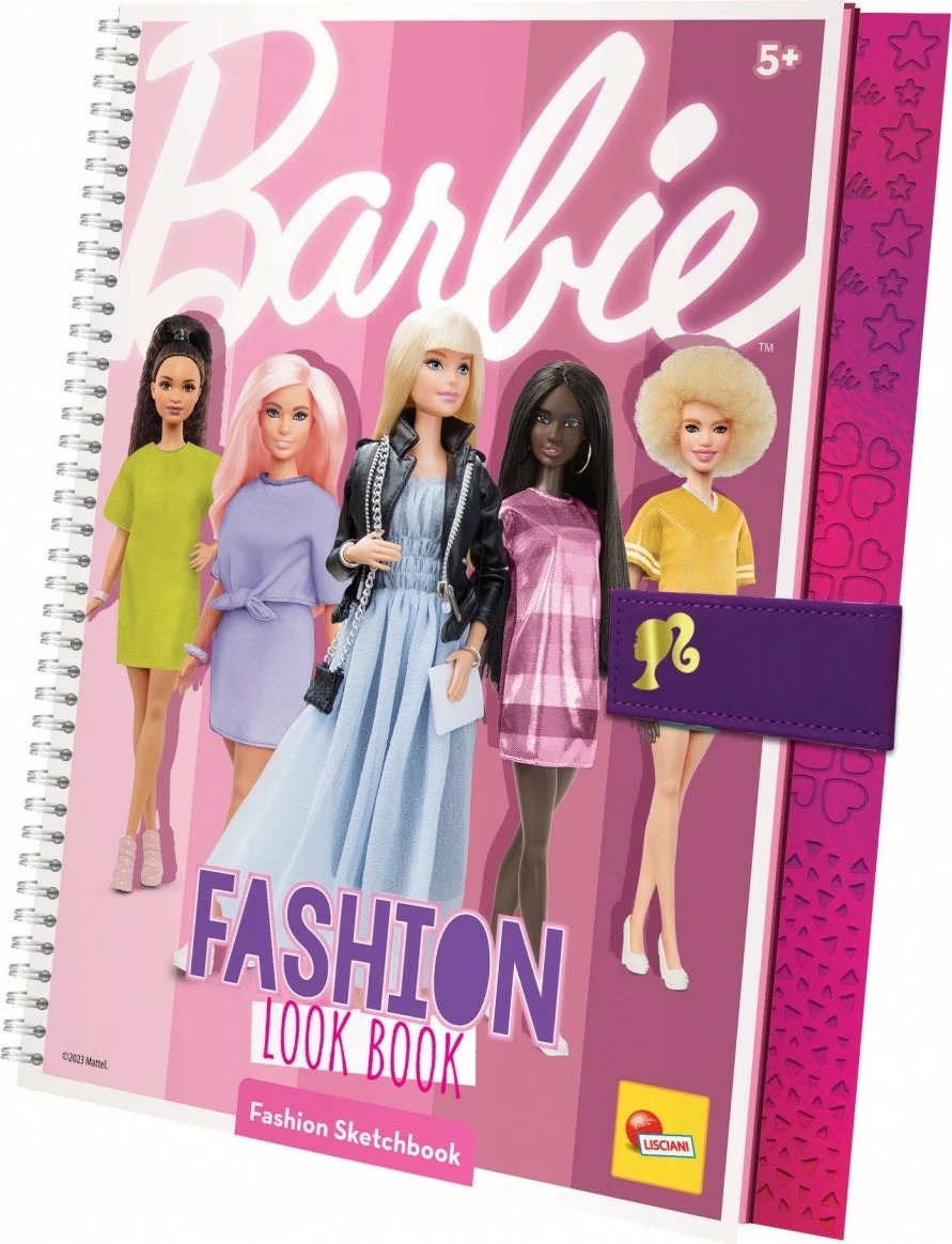 Fletore vizatimi Barbie Lisciani, Fashion Look Book, për vajza, me ngjitëse dhe shabllone