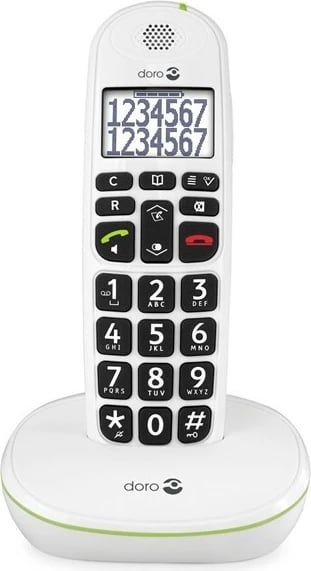 Telefon pa tela Doro PhoneEasy 110, ekran i madh, altoparlant, i bardhë