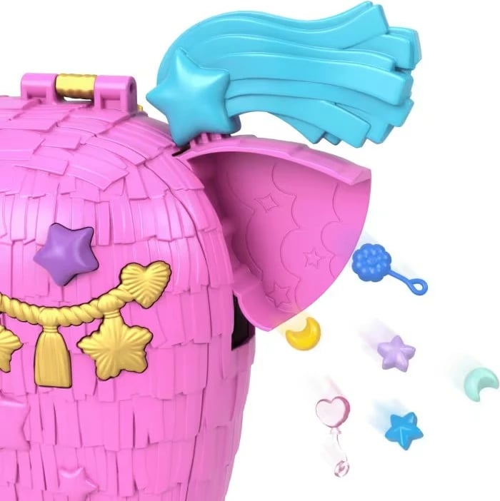 Set figurina Polly Pocket Unicorn Surprise, Mattel HYD96, 2 mikrolodina, 25+ aksesorë, rozë
