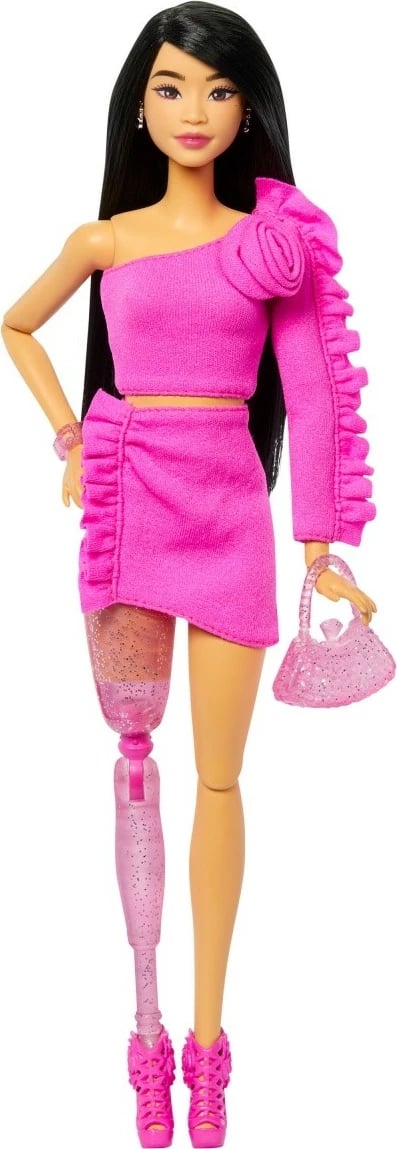 Kukull Barbie Mattel Deluxe Style HYV26 me protezë këmbë, rozë