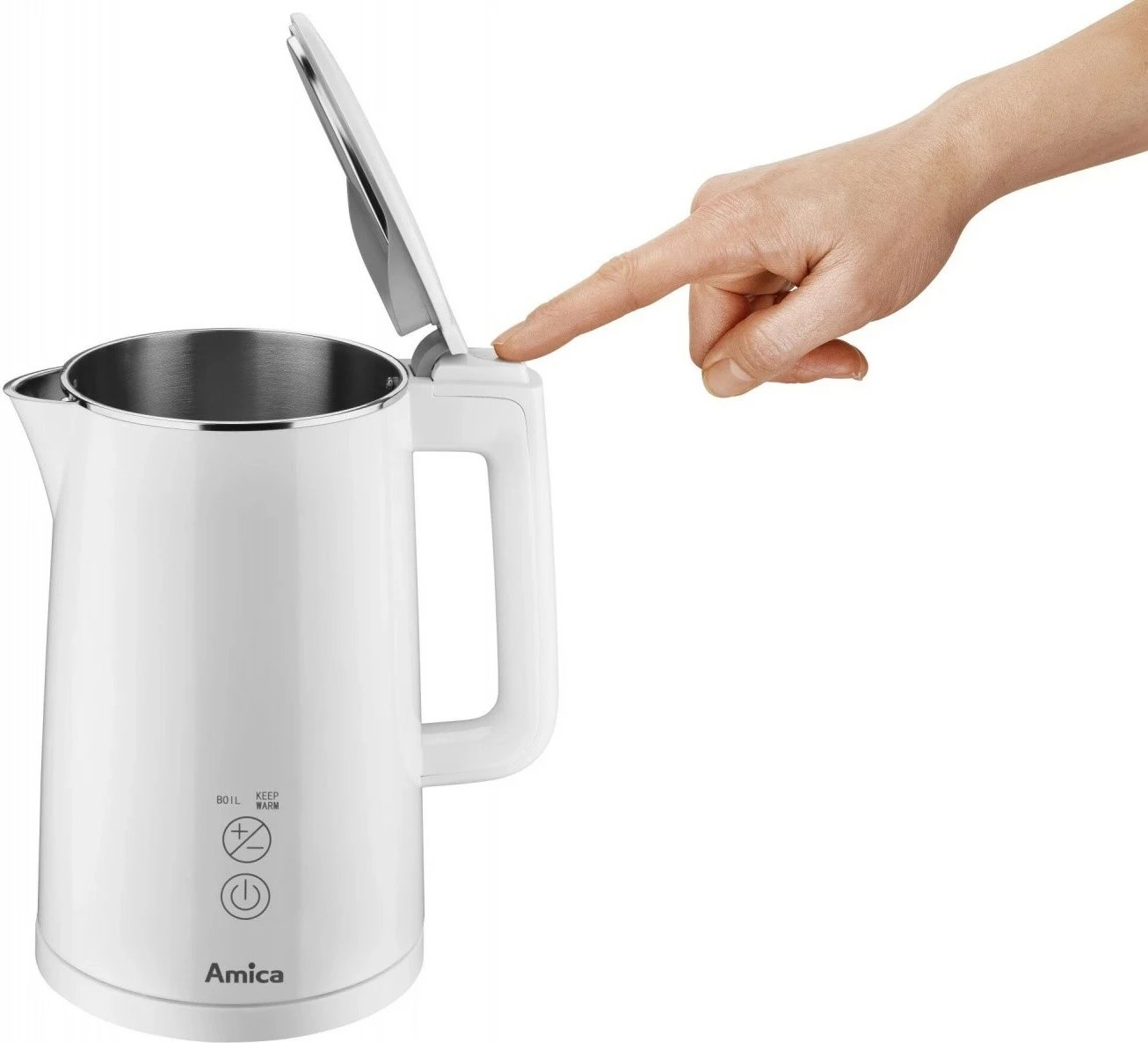 Çajnik elektrik Amica KF 6011, 1.5L, panel me prekje, bardhë