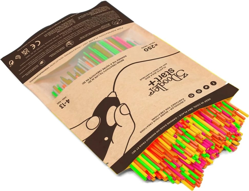 Filament 3Doodler Start+, 250 copë, plastikë kompostuese, neon