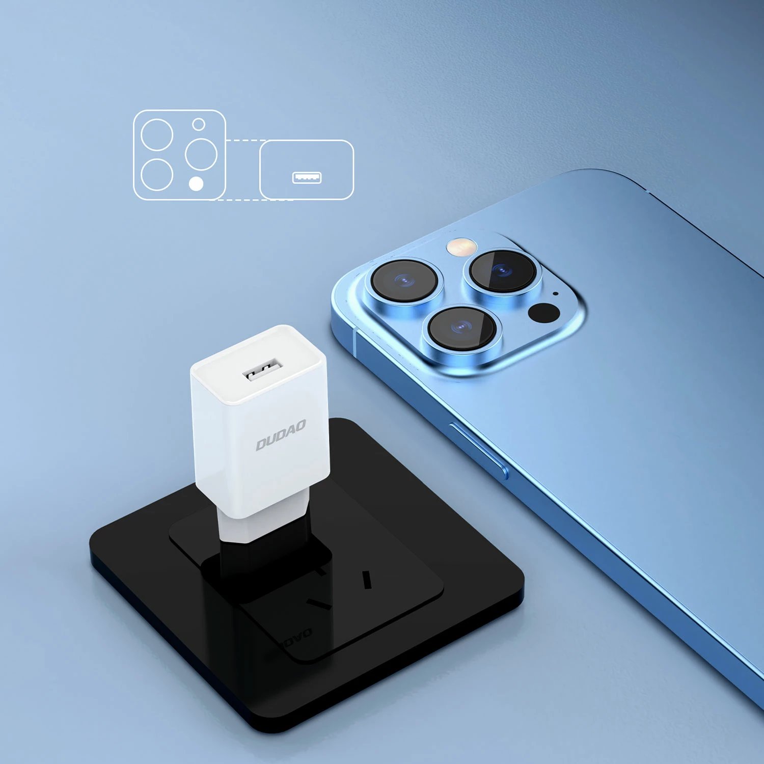 Karikues muri Dudao A4EU me USB-A 2.1A, me kabllo USB-A në micro USB, Bardhë