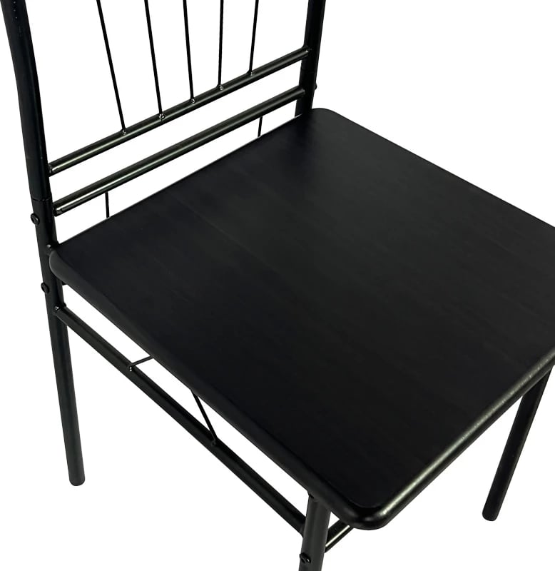 Tavolinë me karrige Roza II, set 5 copë, MDF, këmbë metalike të zeza, 110x60x74cm