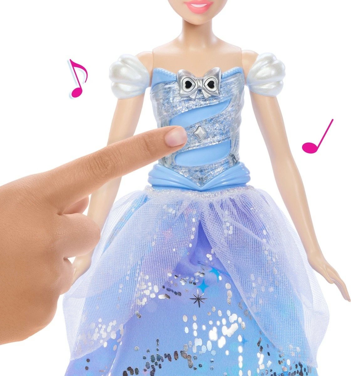 Kukull Disney Princess Cinderella me fustan magjik, Mattel JBF94, me shkop magjik, Blu