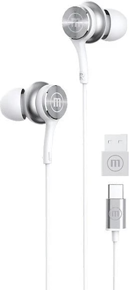 Kufje Maxell XC1 me tel dhe adapter USB-A, të bardha