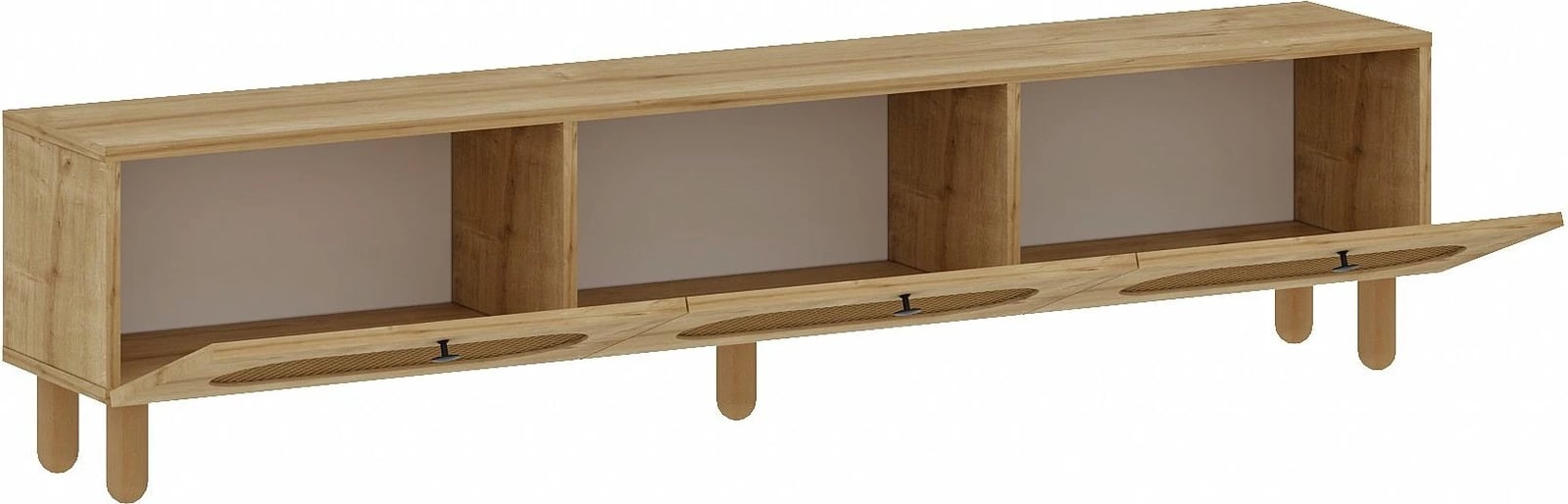 Komodë TV Elena, ngjyrë lis safir, ratan, Skye Decor