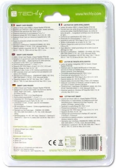 Lexues kartelash smart Techly 029150, USB 2.0, Bardhë