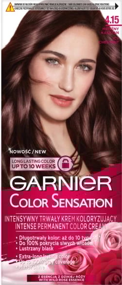Krem për ngjyrosje flokësh Garnier Color Sensation 4.15 Frosty Chestnut për femra, 1 copë