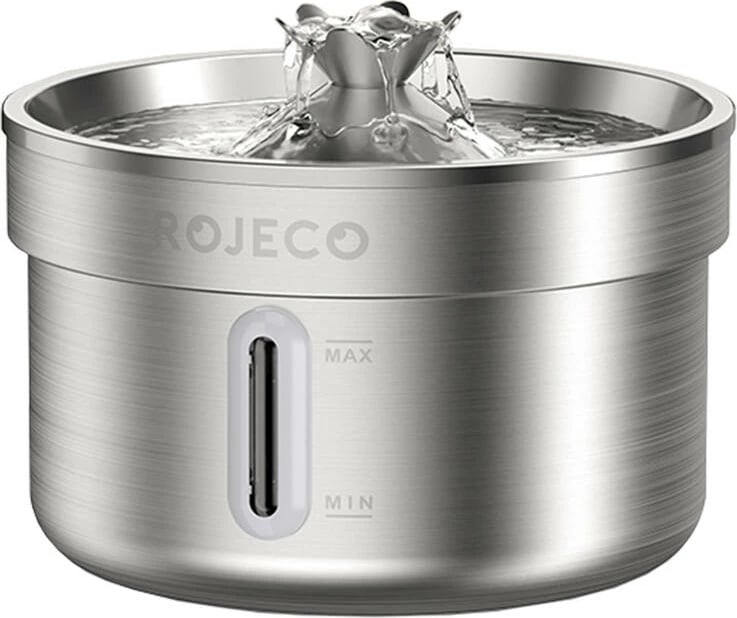 Burim uji/pijëse për kafshë shtëpiake, Rojeco, RYSJ-11, 2 litra, çelik inox 304, ≤20 dB, argjendtë