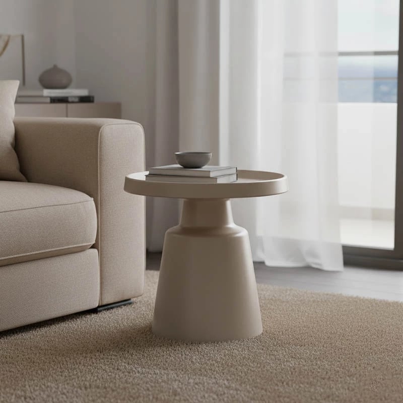 Tavolinë anësore Ginoze, metal, ngjyrë kapuçino, D50x48.5cm