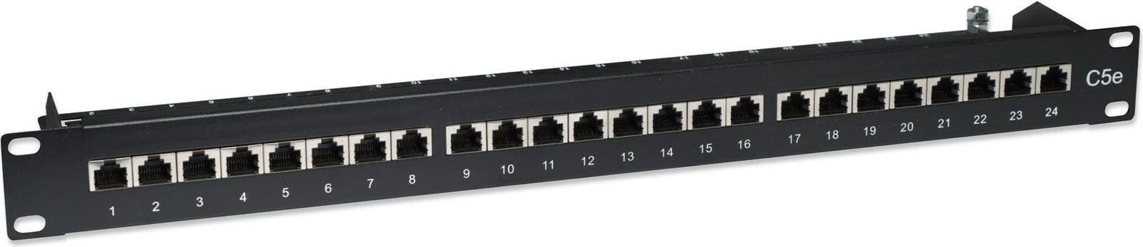 Patch panel Intellinet 24-portë, Cat5e, FTP, 1U, i zi