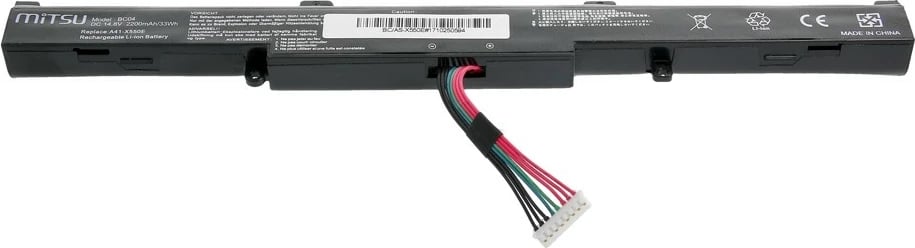 Bateri laptop Mitsu BC/AS-X550E, 2200 mAh, 14.8V, për Asus A550E/K550E, e zezë