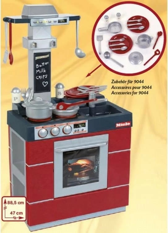 Set kuzhine lodër Klein Miele Compact Kitchen, për fëmijë, Kuqe/Zeze/Argjend