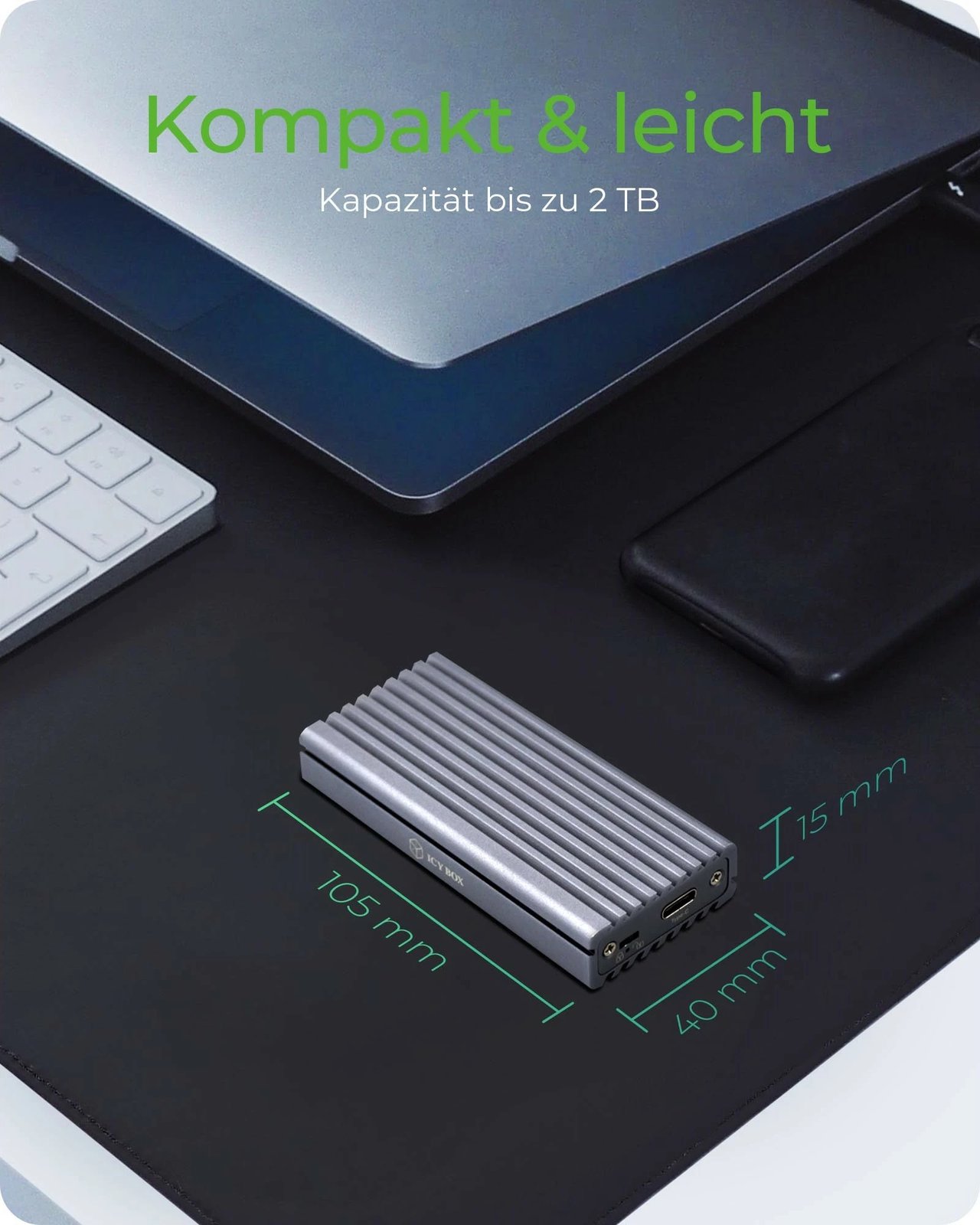 Kasë SSD ICY BOX IB-1817M-C31, M.2, PCI Express 3.0, 10 Gbit/s, USB lidhje, Gri