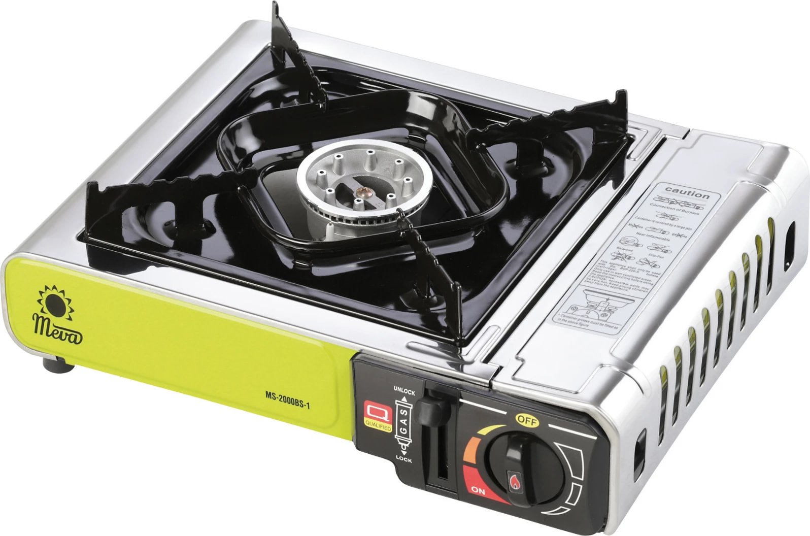 Sobë gazi kampingu Meva THUNDER PRO, 2kW, Metal, Gjelbër, me valixhe