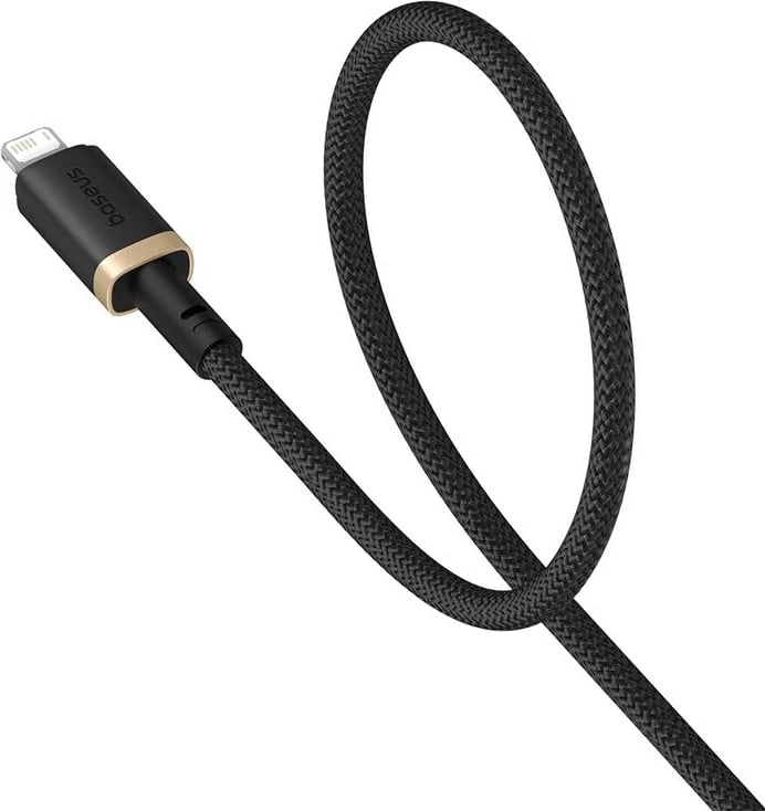 Kabllo karikimi Baseus Dura Type A në IP 2.4A, 2 m, E zezë, Ari