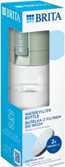 Shishe uji me filtër BRITA Vital 0.6L, jeshile pastel, 2 copë