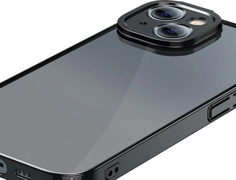 Mbështjellës Baseus Glitter me xham të temperuar për iPhone 14 Plus, i zi, set