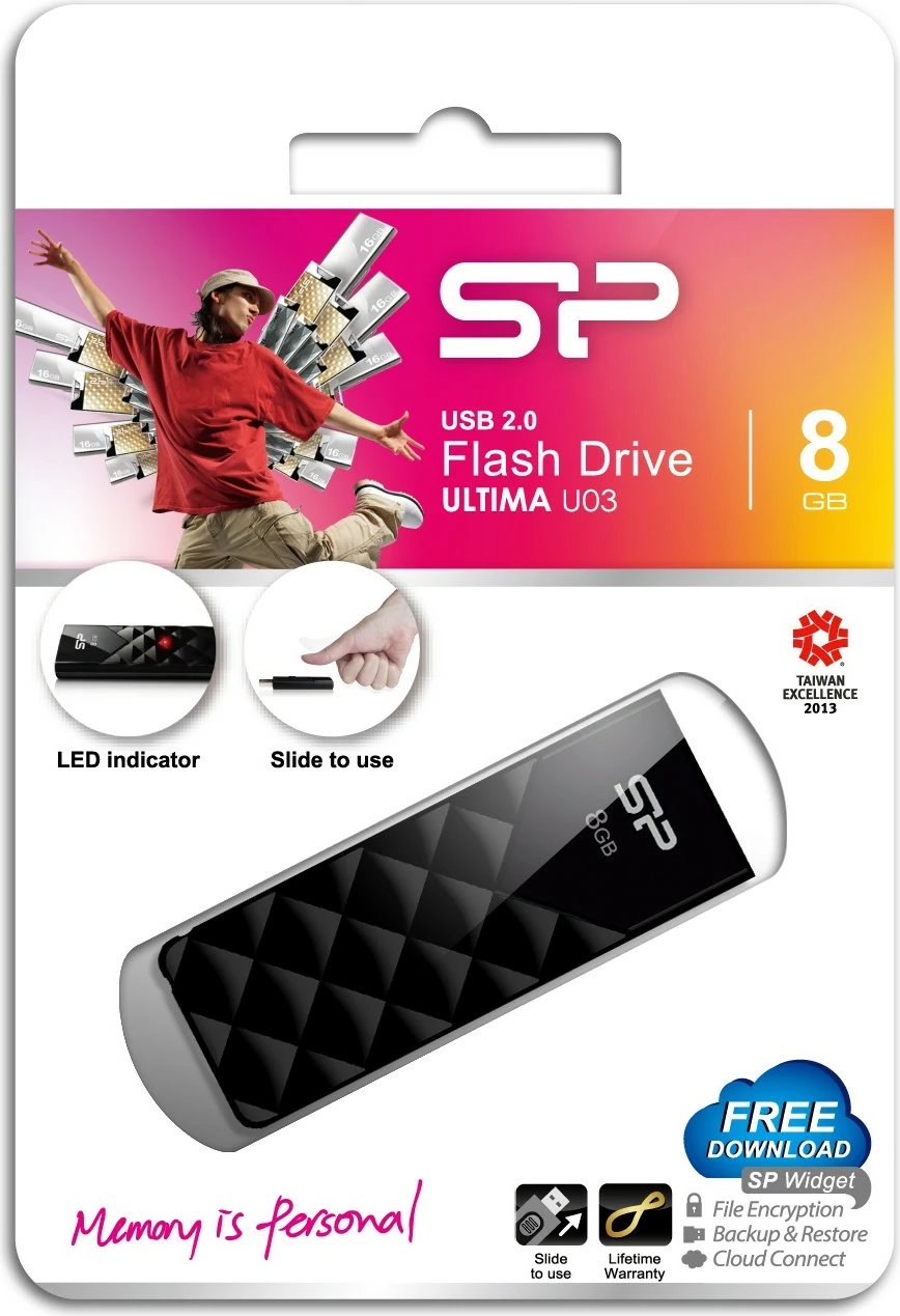 USB stick Silicon Power U03 8GB, e zezë