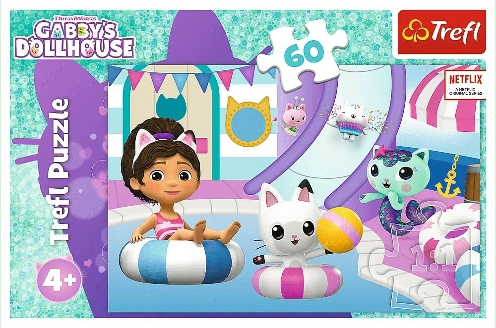 Puzzle Gabby's Dollhouse Trefl 60 pjesë, 33x22 cm, për fëmijë Puzzle Gabby's Dollhouse Trefl 60 pjesë, 33x22 cm, për fëmijë