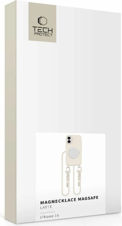 Mbështjellës Tech-Protect MagNecklace me litar për iPhone 16, Bezhe