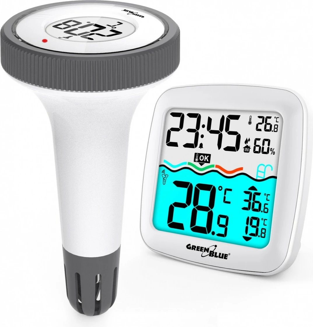 Stacion moti me termometër për pishinë GreenBlue GB216, i bardhë
