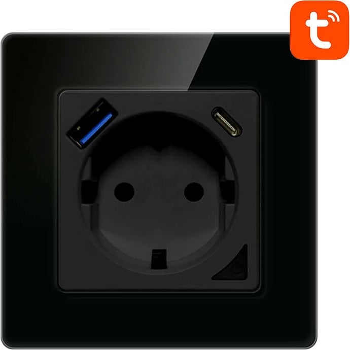 Prizë inteligjente WiFi Avatto N-WOT10-USB-B me USB, USB-C, e zezë