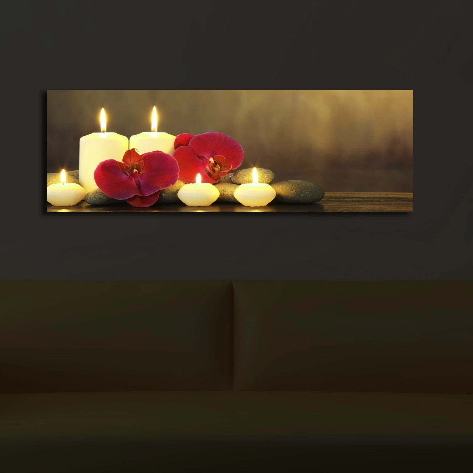 Pikturë dekorative në kanavacë me drita LED, shumëngjyrëshe, 30x90cm, 3090İACT-34